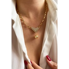 Liveyn Design Üçgen Uçlu Gold Zincir Kolye