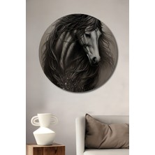 Teona Ahşap Atın Zarif Rüyası Ahşap Dekoratif Tablo Yağlı Boya Görünümlü Sanat Eseri Yuvarlak Tablo