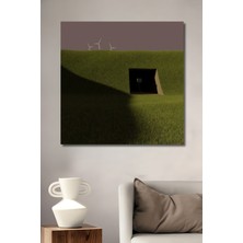 Teona Ahşap Yeşil Vadi Rüzgar Gülü Ahşap Dekoratif Tablo Yağlı Boya Görünümlü Modern Sanat Dikdörtgen Tablo