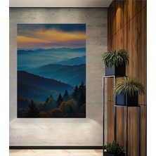 Teona Ahşap Sisli Dağların Yağlı Boya Görünümlü Ahşap Dekoratif Tablo Dikdörtgen Tablo