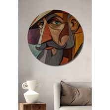 Teona Ahşap Modern Sanatçı Adam Yağlı Boya Görünümlü Ahşap Dekoratif Tablo Yuvarlak Tablo