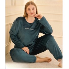 Mihra Kadın Kışlık Bisiklet Yaka Kadife Battal Pijama Takımı 132214P - 1 Adet