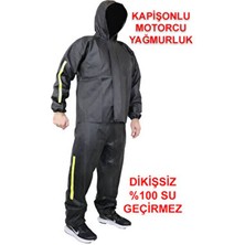 Go Out Şapkalı Kapişonlu Yağmur ve Rüzgar Geçirmez Pvc Motorcu Yağmurluk  Alt Üst Takım Dikişsiz Garantli