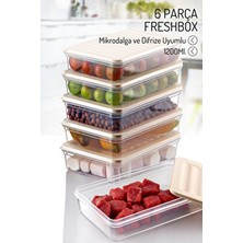 Nandy Home 6 Adet 1200ML. Freshbox Saklama Kabı Seti - Mikrodalga ve Difrize Uyumlu