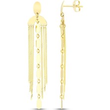 Assos Pırlanta Altın Sallantılı Zincir Küpe - 14K