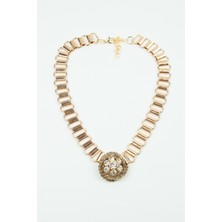 Liveyn Design Zirkon ve Kristal Taş Uçlu Geometrik Zincir Kolye