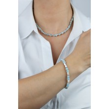 Liveyn Design Aqua Marin Doğaltaş Kolye Bileklik Set