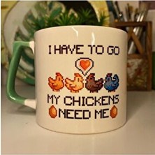 Westartic Stardew Walley Pixel Baskılı 1 Parça Seramik Kupa Bardak Şık Sunum İçin Yeşil