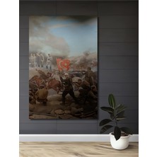 Teona Ahşap Çanakkale Zaferi Yağlı Boya Görünümlü Ahşap Dekoratif Tablo Dikdörtgen Tablo