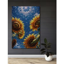 Teona Ahşap Ayçiçek Güneş Işığı Yağlı Boya Görünümlü Ahşap Dekoratif Tablo Dikdörtgen Tablo