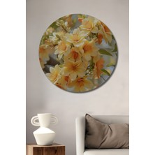 Teona Ahşap Sulu Boya Görünümlü Bahar Çiçekleri Dekoratif Ahşap Tablo Yuvarlak Tablo