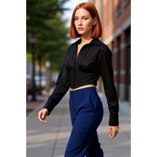 PayBuy Kadın Crop Korse Detaylı Poplin Gömlek Şık Görünümler Için Ideal Seçim Gün Boyu Konfor Sunar