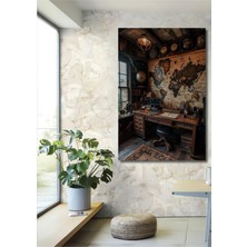 Teona Ahşap Ahşap Dekoratif Dünya Haritası Yağlı Boya Görünümlü Tablo Ahşap Dekoratif Tablo Dikdörtgen Tablo