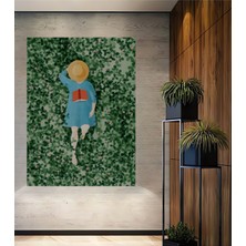 Teona Ahşap Yazı Okuyan Kız Sulu Boya Görünümlü Modern Sanat Ahşap Dekoratif Tablo Dikdörtgen Tablo