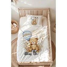 Lilabio %100 Pamuk Isme Özel Isimli Montessori Yatak Nevresim Takımı (100X200 Cm) Ayıcık