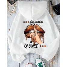 Punix Punıx Büyük Beden Özel Tasarım Kapüşonlu Enjoy Tıme Sırt Baskılı %100 Pamuk Oversize Kadın Sweatshırt