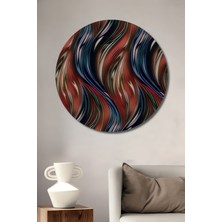 Teona Ahşap Soyut Dalgalı Yağlı Boya Görünümlü Dekoratif Ahşap Tablo Yuvarlak Tablo