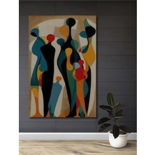 Teona Ahşap Soyut Figürler Yağlı Boya Görünümlü Modern Sanat Ahşap Dekoratif Tablo Dikdörtgen Tablo