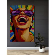 Teona Ahşap Renkli Gülümseme Yağlı Boya Görünümlü Ahşap Dekoratif Tablo Dikdörtgen Tablo