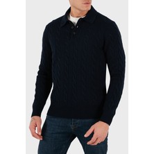 Gran Sasso Yün ve Kaşmir Karışımlı Regular Fit Polo Yaka Kazak Erkek Polo Yaka Kazak 23172 19651 598