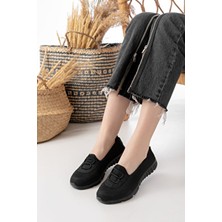 Kadın Babet Siyah Bağcık Detaylı Rahat Hafif Anne Ayakkabısı Günlük Ayakkabı spor ayakkabı