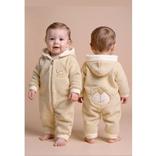 Tuabella Wellsoft Kapüşonlu Fermuarlı Kışlık Bebek Tulum Nakışlı