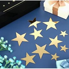 Dekor Süs Ayna Yıldız Karışık Pleksi Dekoratif Yapışkanlı 7 Cm- 5cm- 3cm- Toplam 40 Adet