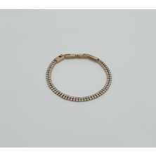 Mavika Jewellery 18K Rose Gold Plated Çift Sıra Su Yolu Bileklik