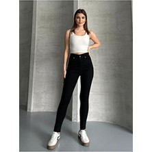 Linarose Kadın Siyah Skinny Jean Toparlayıcı Dar Paça Kot Pamuklu Denim Pantolon