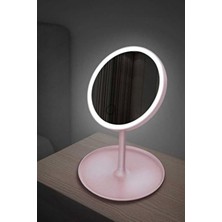 Onetick Pembe Dokunmatik LED Işıklı Cam Yuvarlak Masa Üstü Makyaj Aynası