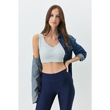 C&city Balensiz Dikişsiz Lazer Kesim Sütyen Çıkarılabilir Pedli 1013 Gri