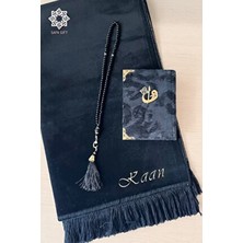 Safa Gift Isimli Lüks Kadife Seccade Seti, Kişiye Özel Nakışlı Damat Bohçası, Kuran-I Kerim, Tesbih, Takke