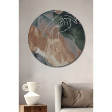 Teona Ahşap Aşkın Dokunuşu Yağlı Boya Görünümlü Ahşap Dekoratif Tablo Yuvarlak Tablo