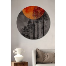Teona Ahşap Kanlı Ayın Gızemlı Ormanları Ahşap Dekoratif Tablo Yuvarlak Tablo