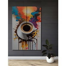 Teona Ahşap Güne Kahveyle Başlayanlar Yağlı Boya Görünümlü Ahşap Dekoratif Tablo Dikdörtgen Tablo