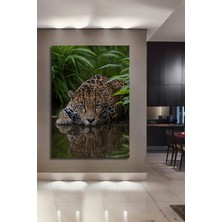 Teona Ahşap Büyüleyici Jaguar Gözleri Yağlı Boya Görünümlü Ahşap Dekoratif Tablo Dikdörtgen Tablo