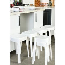 Tuffex  6 Adet Exclusive Kalite Ultra Dayanıklı Modern Tasarım Kırılmaz Tabure - Latte