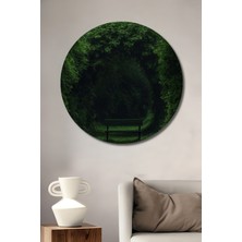 Teona Ahşap Gızemlı Orman Gölü Yağlı Boya Görünümlü Ahşap Dekoratif Tablo Yuvarlak Tablo