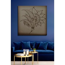 Teona Ahşap Osmanlı Çini Deseni Kara Kalem Görünümlü Dekoratif Ahşap Tablo Dikdörtgen Tablo