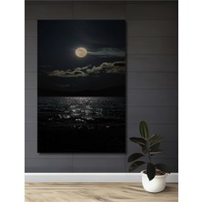 Teona Ahşap Ay Işığı Göl Manzarası Yağlı Boya Görünümlü Ahşap Dekoratif Tablo Dikdörtgen Tablo