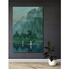 Teona Ahşap Manzara ve Romantizm Sulu Boya Görünümlü Dekoratif Ahşap Tablo Dikdörtgen Tablo