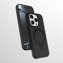 Spia iPhone 15 Pro Kılıf M-Safe Şarj Özellikli Standlı Spıa Samara Kapak - Siyah