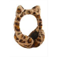 Hg.Aksesuar Leopar Desenli Yünlü Kışlık Kulaklık