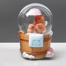 Keyfim Shop Sevimli Kapibara Büyük Boy Püskürtmeli Müzikli Işıklı Kar Küresi