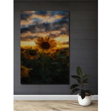 Teona Ahşap Ay Çiçeği Tarlası Yağlı Boya Görünümlü Dekoratif Ahşap Tablo Dikdörtgen Tablo