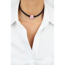 Liveyn Design Pembe Kristal Taşlı Choker Kolye