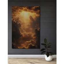 Teona Ahşap Altın Işıkla Buluşan Gökyüzü Yağlı Boya Görünümlü Ahşap Dekoratif Tablo Dikdörtgen Tablo