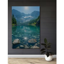 Teona Ahşap Berrak Göl Manzarası Ahşap Dekoratif Tablo Yağlı Boya Görünümlü Sanat Eseri Dikdörtgen Tablo