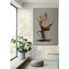 Teona Ahşap Kahve Fışkıran Kupa Sulu Boya Görünümlü Ahşap Dekoratif Tablo Dikdörtgen Tablo