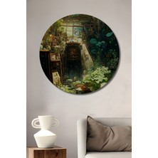 Teona Ahşap Gizli Bahçe Yağlı Boya Görünümlü Ahşap Dekoratif Tablo Yuvarlak Tablo